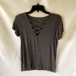 Dark grey v-neck t-shirt